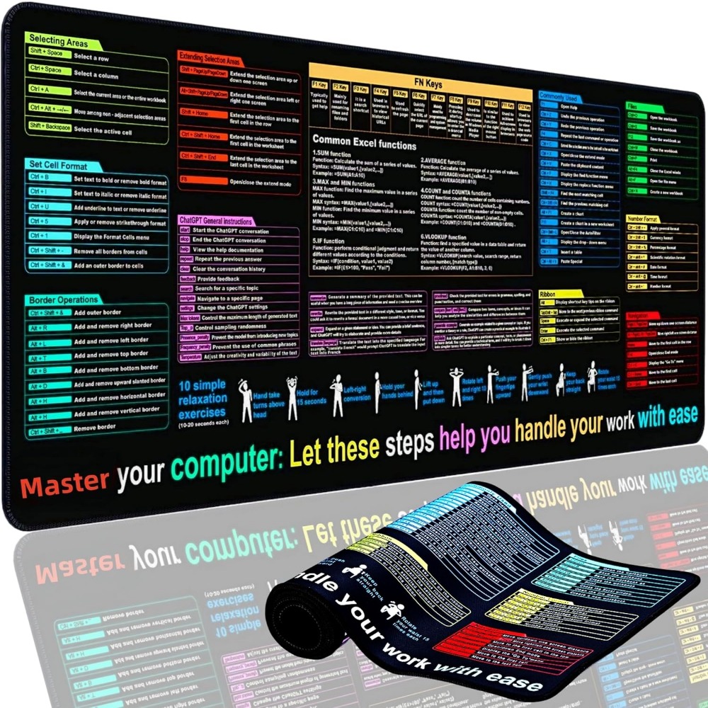 Gaming Keyboard Mouse - XL Excel Formulas and Shortcuts Desk