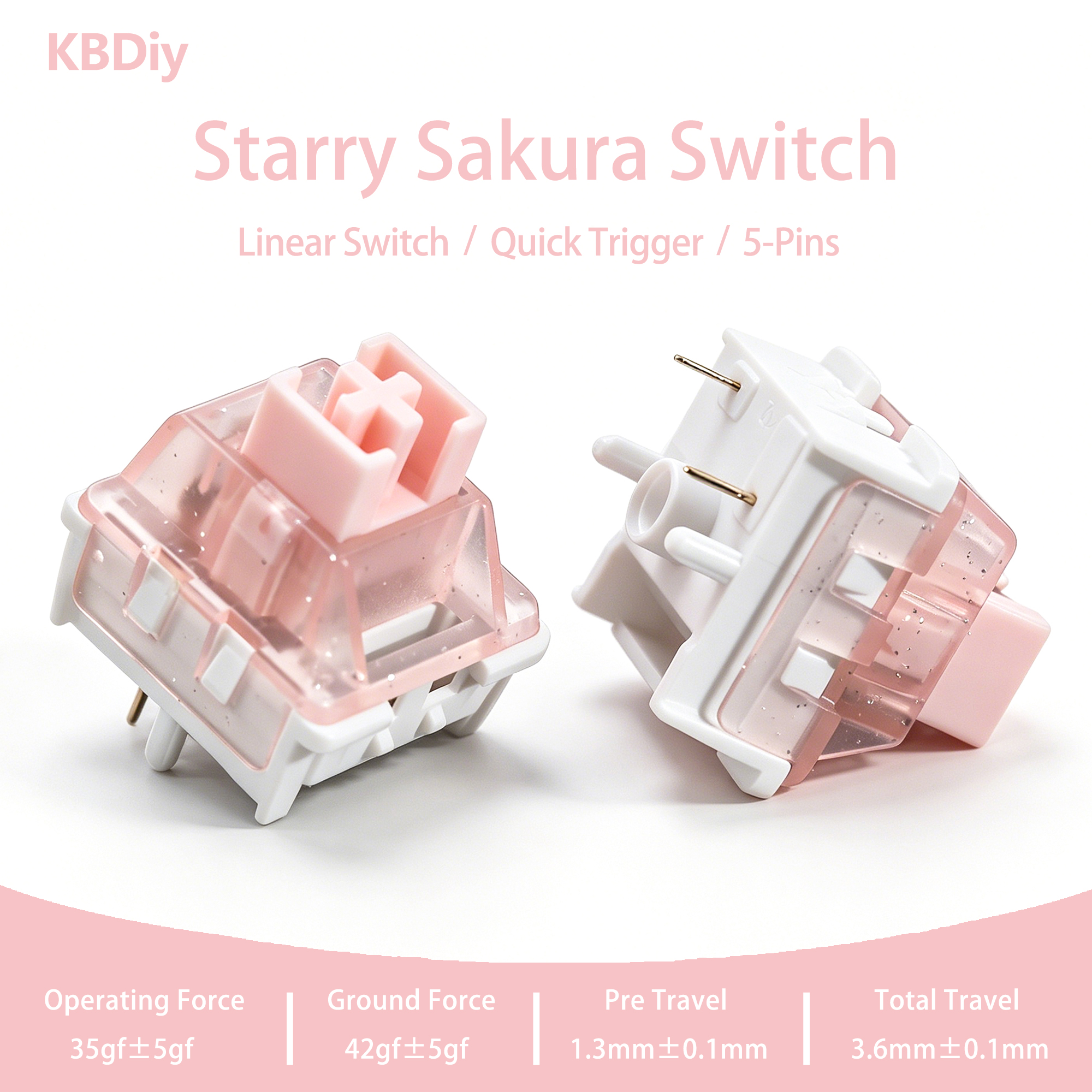 Gaming Keyboard Ergo - KBDiy Starry Sakura Switch 35gf 5-Pin