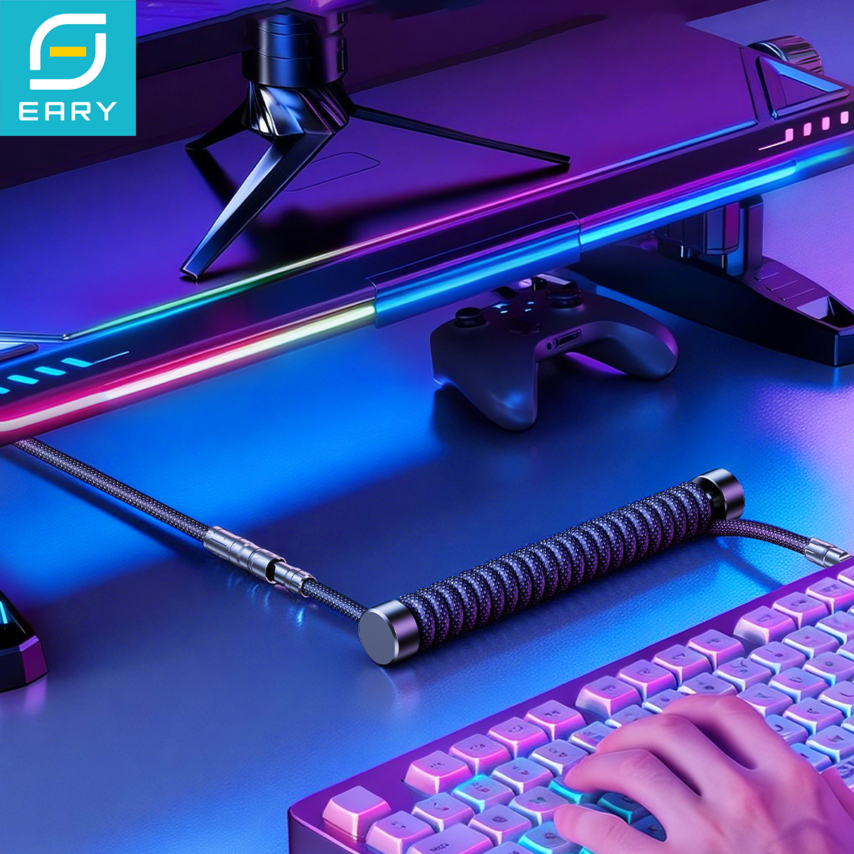 Gaming Keyboard Ergo - Eary 1.2m Coiled Keyboard Cable USB