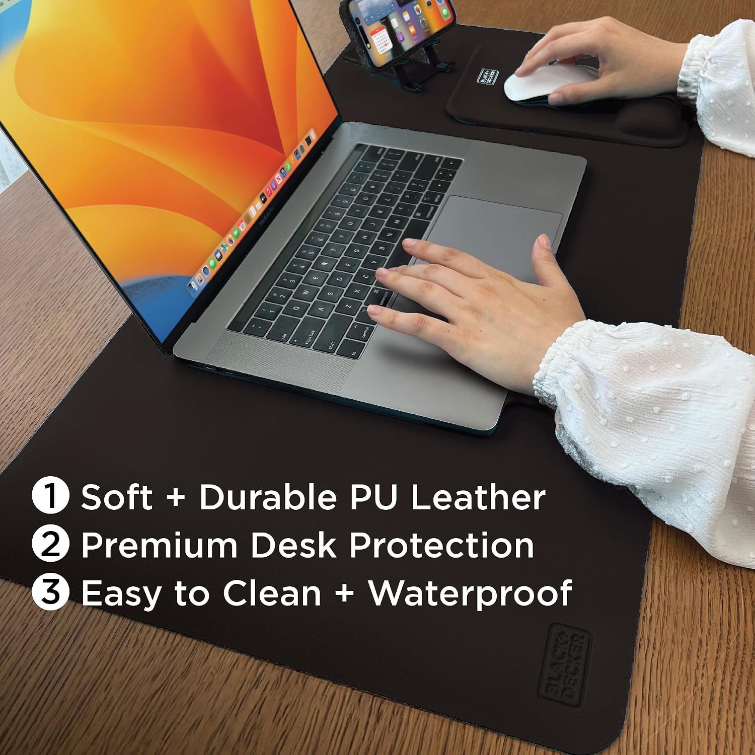 Faux Leather Desk Mat for Keyb - Gaming Keyboard Mouse ulasan dan harga