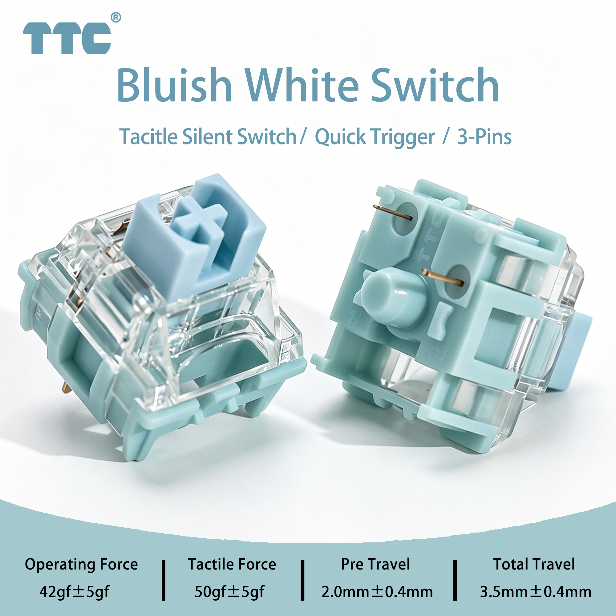 TTC Bluish White Silent Switch - Gaming Keyboard Ergo ulasan dan harga