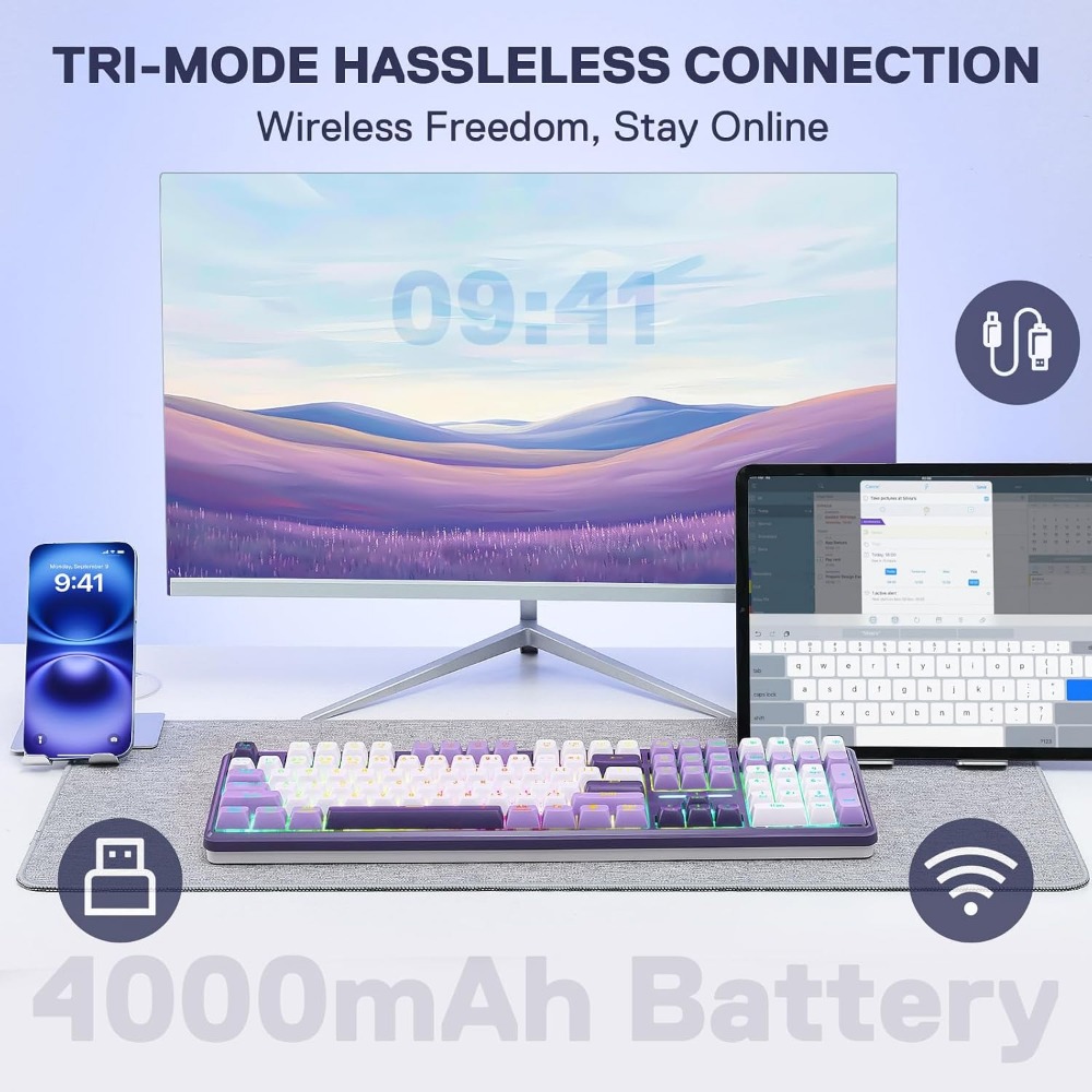 Wireless RGB Mechanical Gaming - Gaming Keyboard No Noise ulasan dan harga