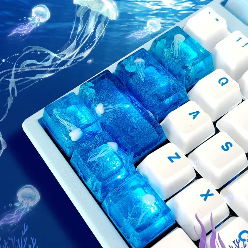 Custom Blue Ocean Jellyfish Ke - Gaming Keyboard Blue ulasan dan harga