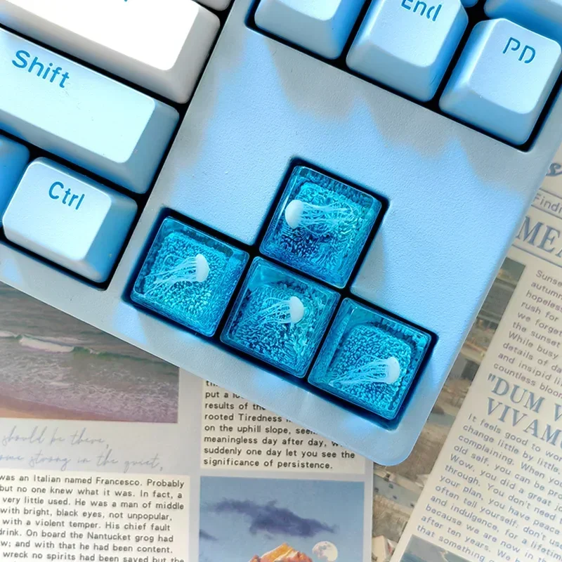 Custom Blue Ocean Jellyfish Ke - Gaming Keyboard Blue ulasan dan harga