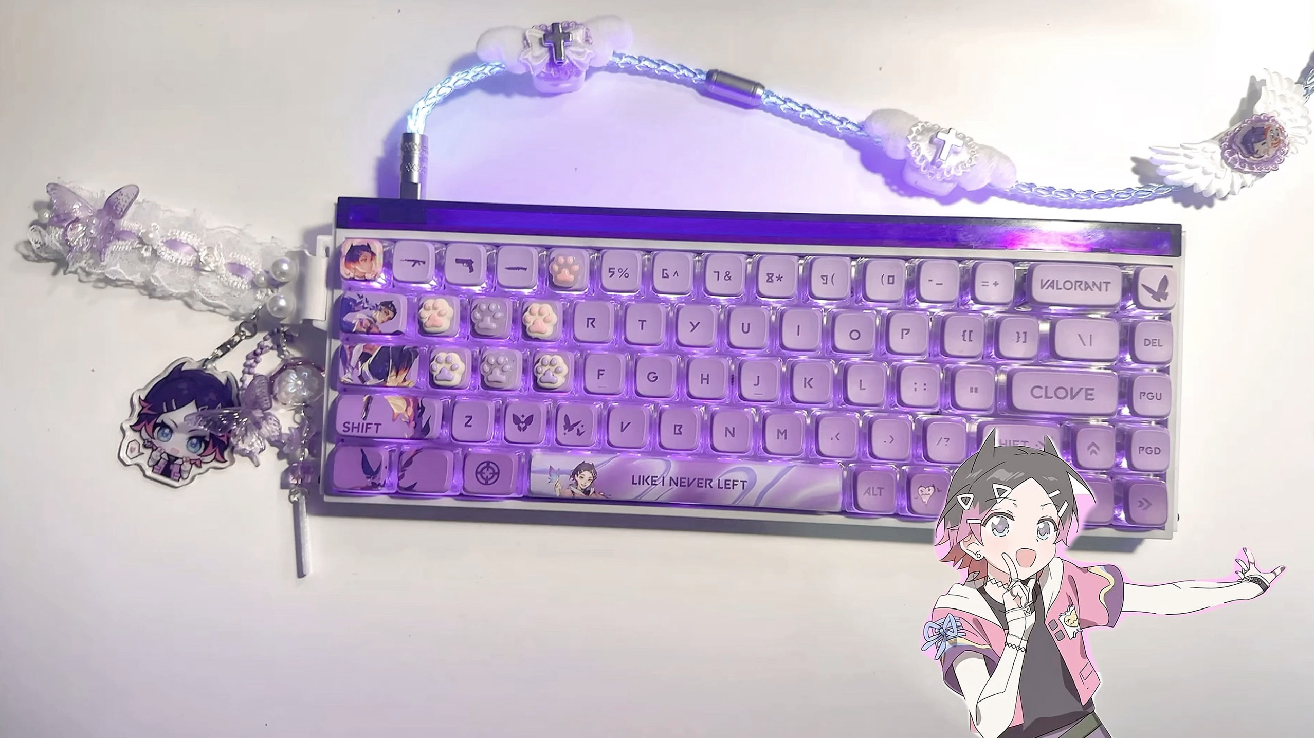 Custom Pink Blue Illuminated A - Gaming Keyboard Hand ulasan dan harga