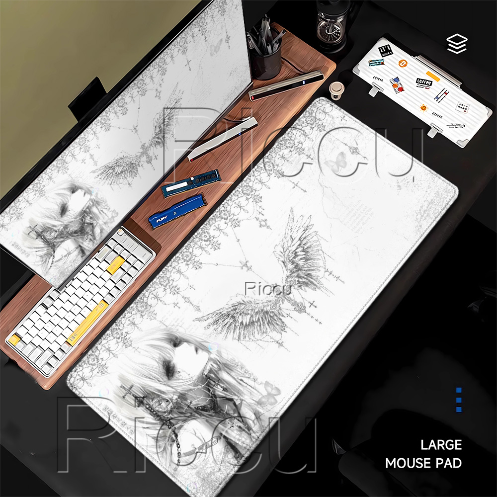 Mousepad Black White Anime Aes - Gaming Keyboard Typewriter ulasan dan harga