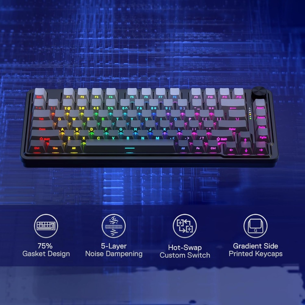 75% Wireless Gasket RGB Gaming - Gaming Keyboard No Noise ulasan dan harga