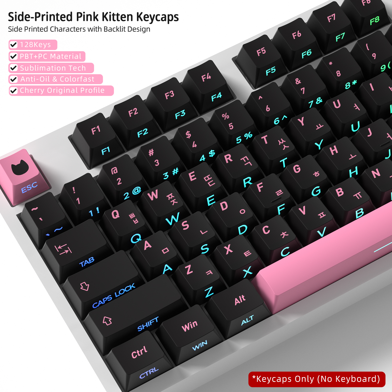 Cute Cat Side Printed Korean K - Gaming Keyboard Typewriter ulasan dan harga