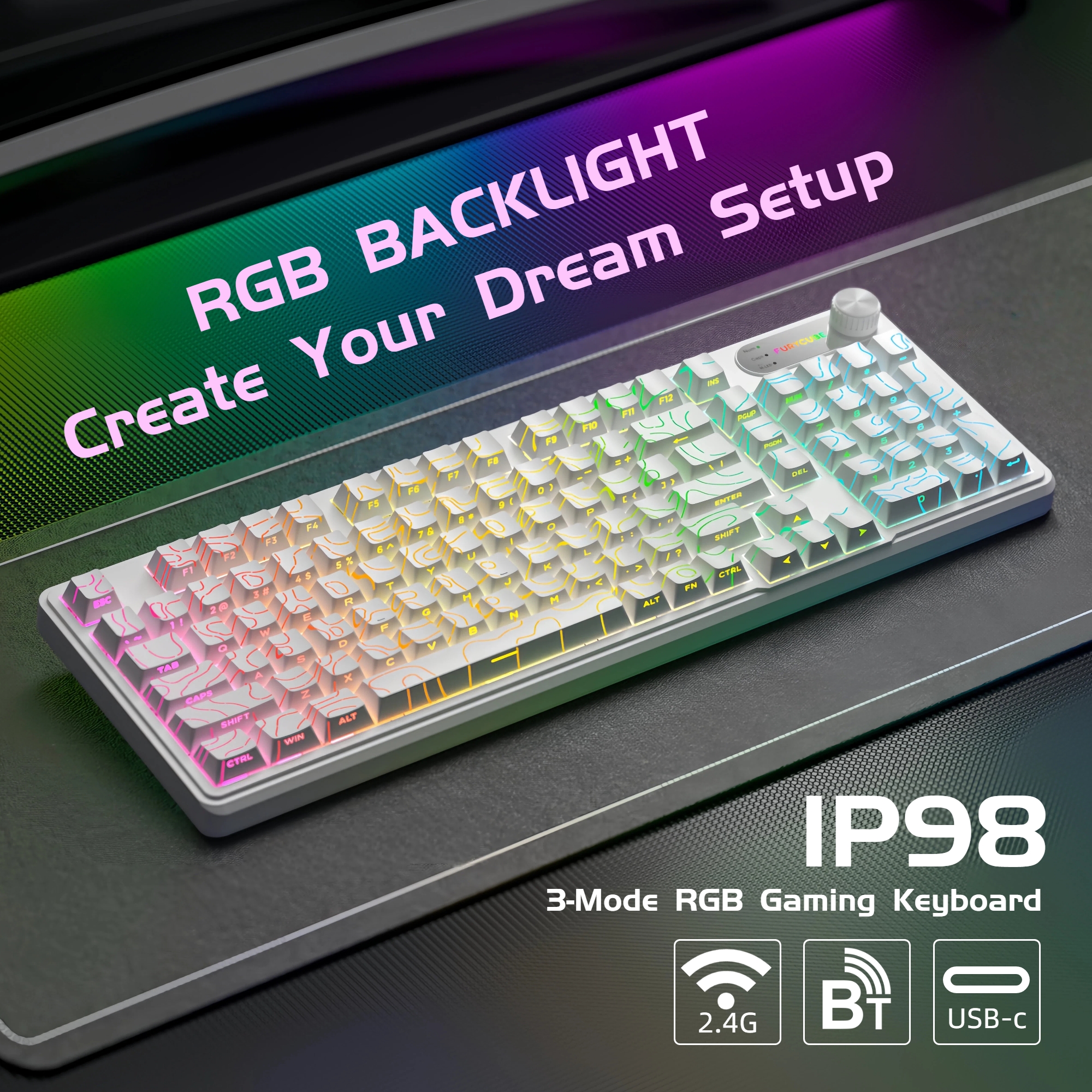 IP98 Tri‑Mode RGB Wireless Key - Gaming Keyboard Ip98 ulasan dan harga