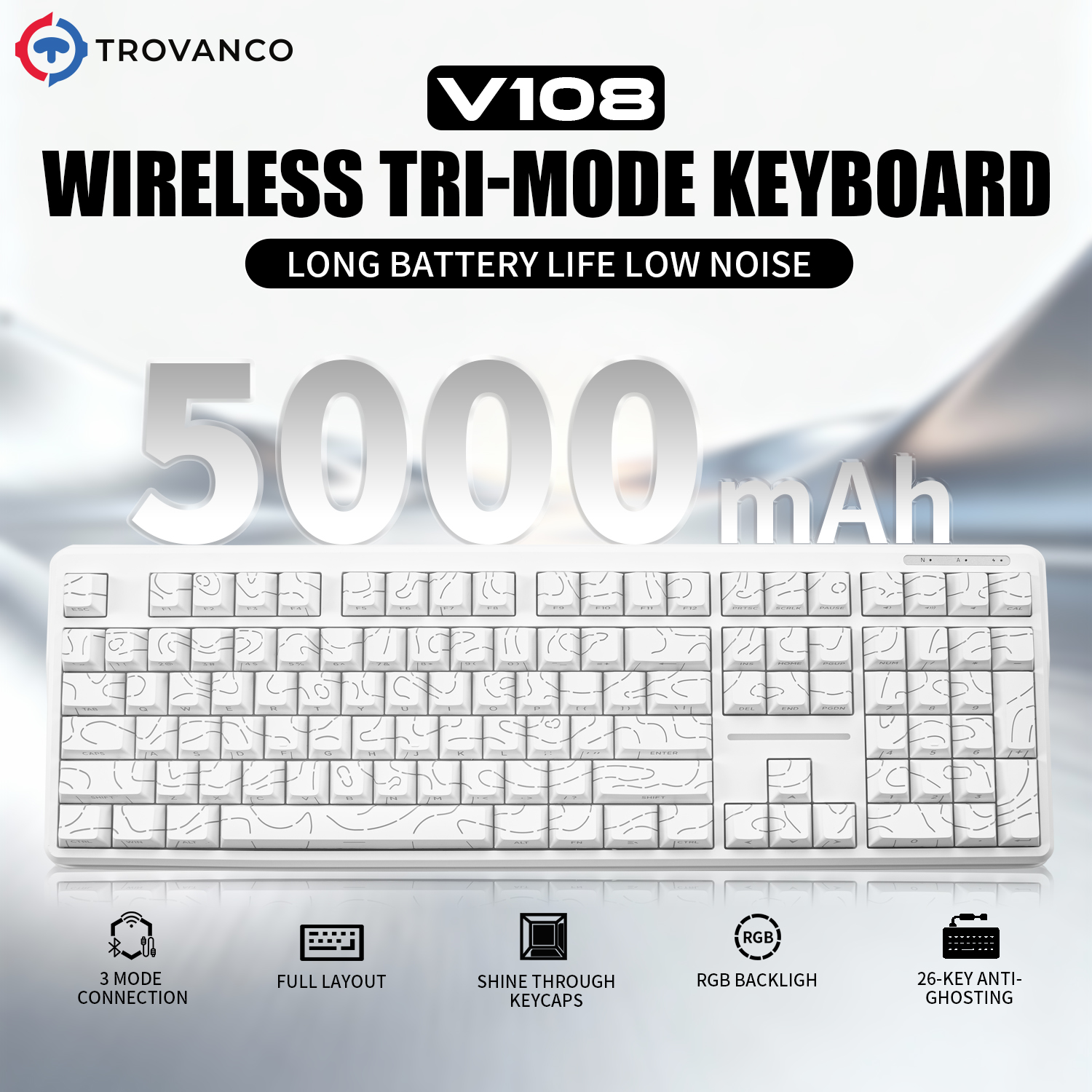 V108 Pro Wired&Wirel Keyboard  - Gaming Keyboard No Noise ulasan dan harga
